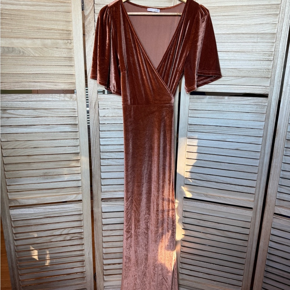 Baltic Born Velvet Maxi Dress in Rust